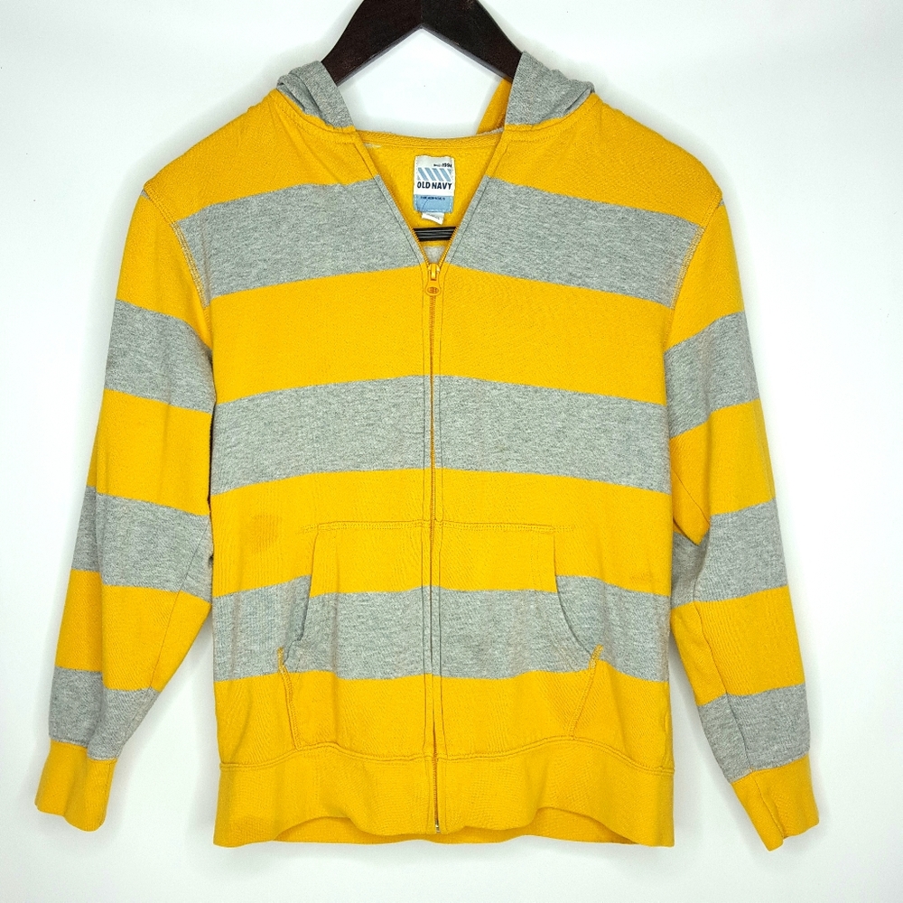 Old Navy Hoodie Yellow & Gray Stripe Teen XL 14-16